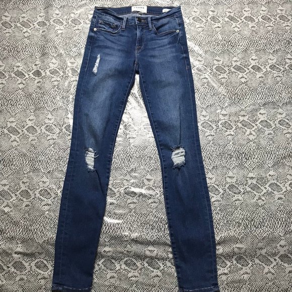 FRAME Le Skinny de Jeanne Ripped Jeans Size 24 - Picture 5 of 6